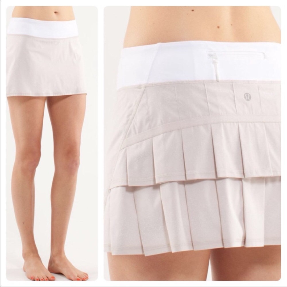 RARE Shimmer Lululemon 10 Pace Setter Skirt Dune Beige